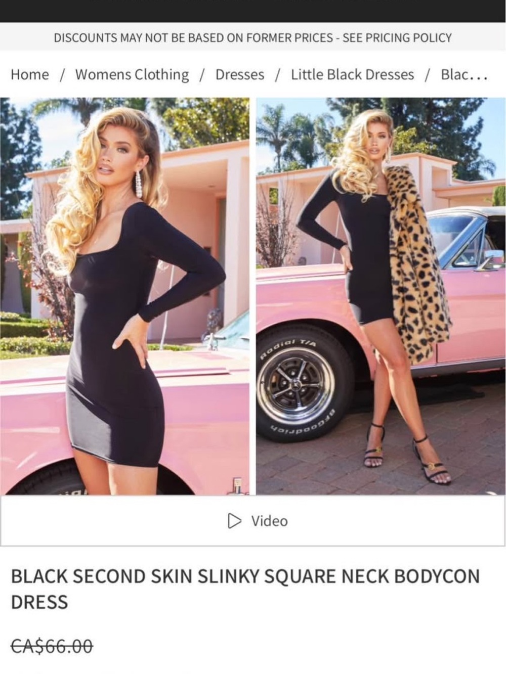 PrettyLittleThing Black Square-Neck Long Sleeve Bodycon Mini Dress